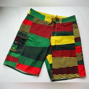 RVCA Mens Swim Trunks 80s Square Fizzle Multi-Color Size 31
